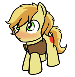 Size: 727x755 | Tagged: safe, artist:neuro, braeburn, earth pony, pony, g4, blushing, braebetes, chibi, colt, cute, hatless, male, missing accessory, simple background, solo, stallion, transparent background, weapons-grade cute