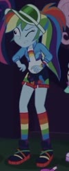 Size: 163x405 | Tagged: safe, rainbow dash, equestria girls, g4, my little pony equestria girls: better together, caption, clothes, female, image macro, socks, solo, text