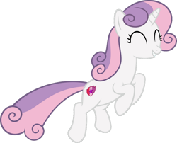 Size: 1024x829 | Tagged: safe, artist:slb94, sweetie belle, pegasus, pony, g4, growing up is hard to do, ^^, cute, diasweetes, eyes closed, female, jumping, leaping, older, older sweetie belle, simple background, solo, transparent background, vector