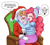 Size: 2900x2600 | Tagged: safe, artist:lucy-tan, pinkie pie, oc, oc:copper plume, human, g4, blushing, canon x oc, chair, christmas, clothes, coat, commission, commissioner:imperfectxiii, costume, cute, diapinkes, eyes closed, fake beard, fake moustache, female, freckles, glasses, gloves, hat, high res, holiday, hug, humanized, male, one eye closed, open mouth, plump, santa costume, santa hat, ship:copperpie, shipping, simple background, sitting on lap, sitting on person, smiling, speech bubble, straight, white background, winter outfit