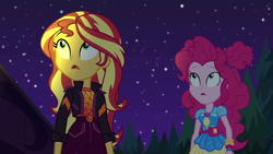 Size: 1920x1080 | Tagged: safe, screencap, pinkie pie, sunset shimmer, equestria girls, equestria girls specials, g4, my little pony equestria girls: better together, my little pony equestria girls: sunset's backstage pass, female, music festival outfit