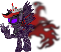 Size: 9009x7777 | Tagged: safe, artist:php178, oc, oc:blackjack, alicorn, cyborg, pony, unicorn, fallout equestria, fallout equestria: project horizons, absurd resolution, amputee, cognitum, cognitum blackjack, cybernetic legs, cyberpunk, eclipse, face mask, fanfic art, glowing eyes, level 6 (cognitum) (project horizons), lunar eclipse, mane of fire, moonlight eclipse (project horizons), simple background, smiling, transparent background, vector