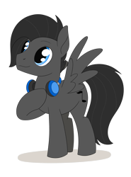 Size: 1667x2254 | Tagged: safe, artist:dyonys, oc, oc:tanner, pegasus, pony, headphones, male, raised hoof, show accurate, simple background, spread wings, stallion, transparent background, wings