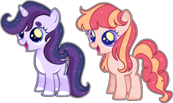 Size: 4386x2634 | Tagged: safe, artist:kurosawakuro, oc, oc only, earth pony, pony, unicorn, base used, colored pupils, female, filly, high res, magical lesbian spawn, offspring, parent:citrus blush, parent:pinkie pie, parent:starlight glimmer, parent:trixie, parents:startrix