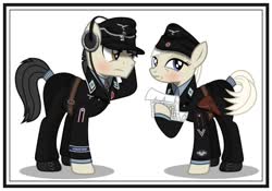 Size: 1024x715 | Tagged: safe, artist:brony-works, clothes, female, headset, hermann göring division, holster, luftwaffe, male, map, mare, nazi germany, nazipone, stallion, uniform, world war ii