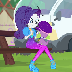 Size: 720x720 | Tagged: safe, screencap, rarity, spike, spike the regular dog, dog, equestria girls, equestria girls specials, g4, my little pony equestria girls: better together, my little pony equestria girls: sunset's backstage pass, cropped, cute, female, male, raribetes