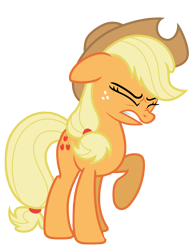 Size: 5491x7071 | Tagged: safe, artist:estories, applejack, earth pony, pony, g4, absurd resolution, eyes closed, female, freckles, hat, raised hoof, simple background, solo, transparent background, vector