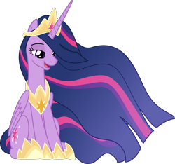 Size: 3611x3379 | Tagged: safe, artist:sketchmcreations, twilight sparkle, alicorn, pony, g4, the last problem, crown, female, high res, jewelry, mare, older, older twilight, older twilight sparkle (alicorn), open mouth, peytral, princess twilight 2.0, regalia, simple background, sitting, smiling, solo, transparent background, twilight sparkle (alicorn), vector