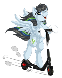 Size: 1024x1280 | Tagged: safe, artist:julunis14, oc, oc only, oc:blinking cursor, pony, commission, happy, scooter, simple background, solo, transparent background