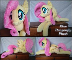 Size: 900x750 | Tagged: safe, artist:bluedragonflyplush, fluttershy, pegasus, pony, g4, female, irl, mare, photo, plushie, prone, solo, spread wings, wings