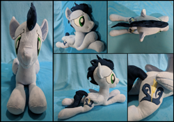 Size: 2480x1748 | Tagged: safe, artist:whirlwindflux, soarin', pegasus, pony, g4, folded wings, irl, male, photo, plushie, prone, solo, stallion, wings