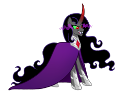 Size: 2048x1536 | Tagged: safe, artist:melspyrose, idw, rabia, pony, umbrum, unicorn, curved horn, female, horn, mare, ponified, simple background, sombra eyes, species swap, story in the source, transparent background