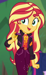 Size: 532x864 | Tagged: safe, screencap, sci-twi, sunset shimmer, twilight sparkle, equestria girls, equestria girls series, g4, sunset's backstage pass!, spoiler:eqg series (season 2), cropped, female, music festival outfit