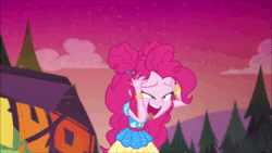 Size: 1280x720 | Tagged: safe, screencap, pinkie pie, equestria girls, equestria girls specials, g4, my little pony equestria girls: better together, my little pony equestria girls: sunset's backstage pass, animated, female, solo, sound, sweat, tongue out, webm