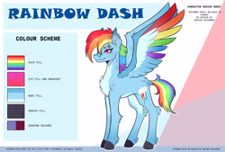 Size: 5900x4000 | Tagged: safe, artist:rubimlp6, rainbow dash, pegasus, pony, g4, colored wings, female, g5 concept leak style, g5 concept leaks, hooves, mare, multicolored wings, rainbow dash (g5 concept leak), rainbow wings, redesign, solo, wings