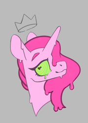 Size: 1750x2450 | Tagged: safe, artist:slimeprnicess, oc, oc only, pony, bust, crown, gray background, heart eyes, horn, jewelry, looking at you, regalia, side view, simple background, slimer, solo, wingding eyes