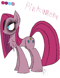 Size: 888x1150 | Tagged: safe, artist:didun850, pinkie pie, earth pony, pony, g4, chest fluff, eyeliner, fangs, female, makeup, mare, pinkamena diane pie, raised hoof, simple background, solo, transparent background