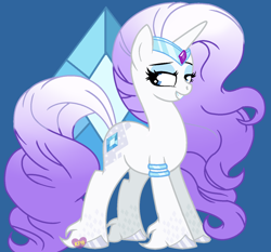 Size: 1416x1320 | Tagged: safe, artist:kittypaintyt, rarity, pony, unicorn, g4, accessory, female, g5 concept leak style, g5 concept leaks, gradient mane, gradient tail, jewelry, mare, rarity (g5 concept leak), redesign, simple background, tiara