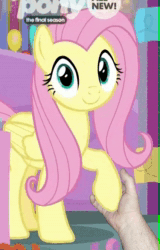 Size: 425x665 | Tagged: safe, edit, edited edit, edited screencap, editor:dsp2003, editor:hotkinkajou, screencap, fluttershy, pegasus, pony, g4, she's all yak, animated, cropped, cute, dancing, disembodied hand, female, hand, holding hands, holding hooves, mare, music, offscreen character, party soft, pov, resonance (song), shyabetes, smiling, solo focus, sound, webm