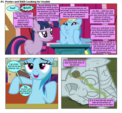 Size: 868x803 | Tagged: safe, artist:dziadek1990, edit, edited screencap, screencap, rainbow dash, twilight sparkle, oc, oc:skullfuck doombringer, comic:ponies and d&d, applebuck season, g4, stare master, the saddle row review, comic, conversation, dialogue, dungeons and dragons, emote story:ponies and d&d, pen and paper rpg, rpg, screencap comic, slice of life, text