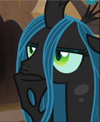 Size: 772x940 | Tagged: safe, screencap, queen chrysalis, pony, frenemies (episode), g4, bored, cropped, female, queen chrysalis is not amused, solo, unamused