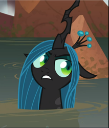 Size: 800x940 | Tagged: safe, screencap, queen chrysalis, pony, frenemies (episode), g4, cropped, female, lidded eyes, solo, water