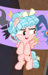 Size: 328x510 | Tagged: safe, screencap, cozy glow, grogar, lord tirek, pegasus, pony, frenemies (episode), g4, cropped, female, filly, flying, freckles, open mouth, solo, spread wings, wings