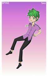 Size: 1280x2080 | Tagged: safe, artist:banquo0, spike, human, art pack:my little persona, g4, clothes, humanized, male, simple background, solo