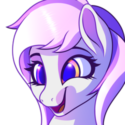 Size: 2048x2048 | Tagged: safe, artist:cherry pop, oc, oc only, oc:mewio, bust, emote, excited, female, high res, mare, portrait, simple background, transparent background