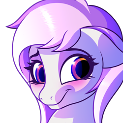 Size: 2048x2048 | Tagged: safe, artist:cherry pop, oc, oc only, oc:mewio, blushing, bust, emote, female, high res, mare, portrait, simple background, transparent background