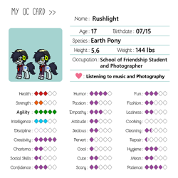 Size: 1450x1450 | Tagged: safe, oc, oc only, oc:rushlight, earth pony, pony, pony town, clothes, freckles, glasses, hat, headphones, male, oc card, school of friendship