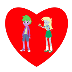 Size: 800x800 | Tagged: safe, artist:sketchmcreations, artist:thecheeseburger, edit, derpy hooves, spike, equestria girls, g4, duo, female, heart, human spike, love, male, ship:derpyspike, shipping, shipping heart, straight
