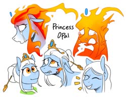 Size: 1357x1043 | Tagged: safe, artist:redxbacon, oc, oc only, oc:princess opal, pony, bust, mane of fire, solo