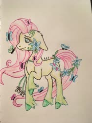 Size: 960x1280 | Tagged: safe, artist:artsy-angst, fluttershy, earth pony, pony, g4, earth pony fluttershy, female, fluttershy (g5 concept leak), g5 concept leak style, g5 concept leaks, mare, redesign, solo, traditional art