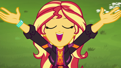 Size: 1920x1080 | Tagged: safe, screencap, sunset shimmer, equestria girls, equestria girls specials, g4, my little pony equestria girls: better together, my little pony equestria girls: sunset's backstage pass, female, music festival outfit, solo