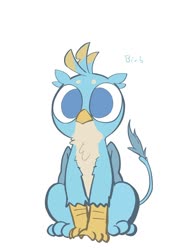 Size: 682x949 | Tagged: safe, artist:noupu, gallus, griffon, g4, big eyes, birb, cute, gallabetes, male, no pupils, simple background, sitting, solo, white background, wide eyes