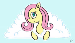 Size: 4377x2546 | Tagged: safe, artist:csanimations, fluttershy, pony, g4, bust, cloud, female, high res, looking at you, mare, profile, simple background, solo