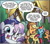 Size: 529x466 | Tagged: safe, artist:agnes garbowska, idw, official comic, apple bloom, applejack, rarity, scootaloo, sweetie belle, earth pony, pegasus, pony, unicorn, friendship is magic #38, g4, spoiler:comic, apple sisters, cropped, crying, cutie mark crusaders, eyes closed, female, filly, foal, makeup, mare, running makeup, siblings, sisters, speech bubble, tears of joy