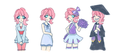 Size: 2000x900 | Tagged: safe, artist:emiiambar, ocellus, human, g4, cheerleader, cheerleader outfit, clothes, female, graduation cap, hat, humanized, pajamas