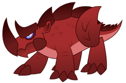 Size: 1096x729 | Tagged: safe, artist:aleximusprime, oc, oc:scutellum, dinosaur, rhinoceros, flurry heart's story, the last problem, concept, monster, red rhino, simple background, solo, the red beast, toasty rhino boi, transparent background