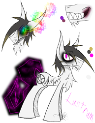 Size: 888x1150 | Tagged: safe, artist:didun850, oc, oc only, oc:lustrum, earth pony, pony, augmented tail, bust, chest fluff, earth pony oc, eyeliner, fangs, makeup, male, sharp teeth, signature, simple background, sombra eyes, stallion, teeth, text, transparent background
