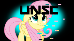 Size: 1280x720 | Tagged: safe, artist:didun850, fluttershy, pegasus, pony, g4, female, glitch art, mare, solo, text, worried, youtube thumbnail