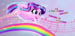 Size: 2316x1119 | Tagged: safe, artist:xbi, starlight glimmer, pony, unicorn, pink fluffy unicorns dancing on rainbows, g4, chibi, excessive fluff, female, fluffy, glowing horn, horn, levitation, magic, mare, self-levitation, solo, telekinesis