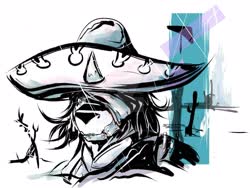 Size: 1920x1440 | Tagged: safe, artist:chaosmauser, king sombra, pony, g4, abstract background, deviantart watermark, eye glint, eyepatch, king sombrero, male, metal gear, metal gear rising, obtrusive watermark, raiden, solo, sombrero, video game reference, watermark