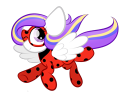 Size: 2065x1615 | Tagged: safe, artist:sugarcloud12, oc, oc only, oc:sugar star, pegasus, pony, clothes, cosplay, costume, female, mare, miraculous ladybug, one eye closed, simple background, solo, transparent background, wink
