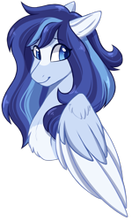 Size: 1209x2014 | Tagged: safe, artist:purplegrim40, oc, oc only, oc:azure, pony, bust, female, mare, portrait, simple background, solo, transparent background, two toned wings, wings
