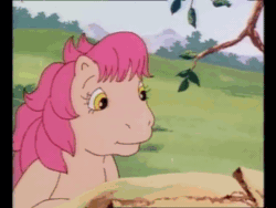 Size: 640x480 | Tagged: safe, screencap, patch (g1), sweetheart, earth pony, pony, g1, my little pony tales, who's responsible, animated, binoculars, bipedal, female, hat, sound, spying, webm