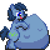 Size: 160x160 | Tagged: safe, artist:kelvin shadewing, oc, oc only, oc:huckleberry bleu, earth pony, pony, belly, impossibly large belly, male, pixel art, simple background, solo, sprite, stallion, transparent background, vore