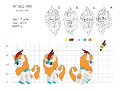 Size: 4000x3000 | Tagged: safe, artist:emerald-light, oc, oc only, oc:rain dew, kirin, female, kirin oc, reference sheet, solo