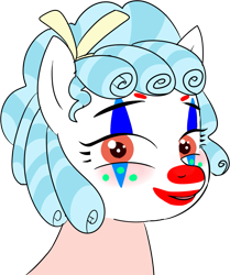 Size: 961x1151 | Tagged: safe, alternate version, artist:poniidesu, cozy glow, pegasus, pony, g4, blushing, clothes, clown, clown makeup, clowny glow, cosplay, costume, cozybetes, cute, female, filly, freckles, looking at you, pure concentrated unfiltered evil of the utmost potency, pure unfiltered evil, reference used, simple background, smiling, solo, the joker, transparent background